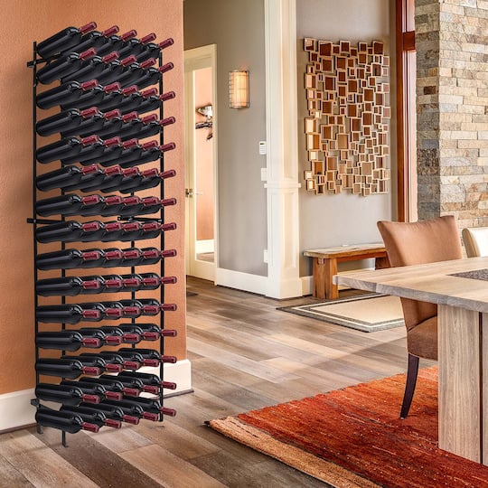 Sorbus Black 75-Bottle Freestanding Metal Wine Rack